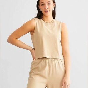 Z Supply Beige Muscle Cropoed Tank